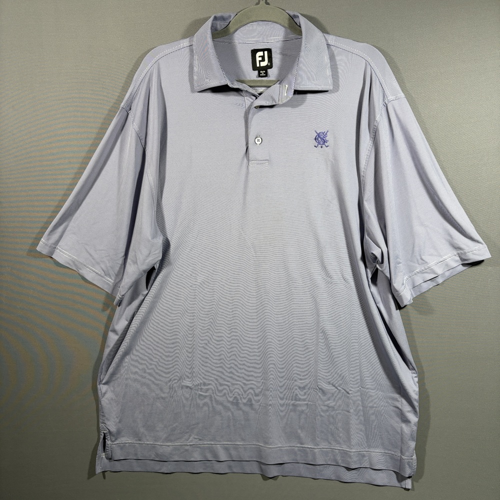 FootJoy Polo Shirt XL Light Blue Stripe Golf Preppy Short Sleeve